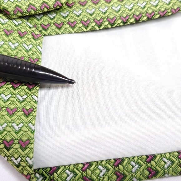 Vintage Superba Tie Green Mauve Pink Woven Textured Geometric Stripe Necktie - Picture 5 of 5